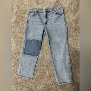 Abercrombie & Fitch The Ankle Straight Ultra High Rise Jeans Knee Patch 33 16s